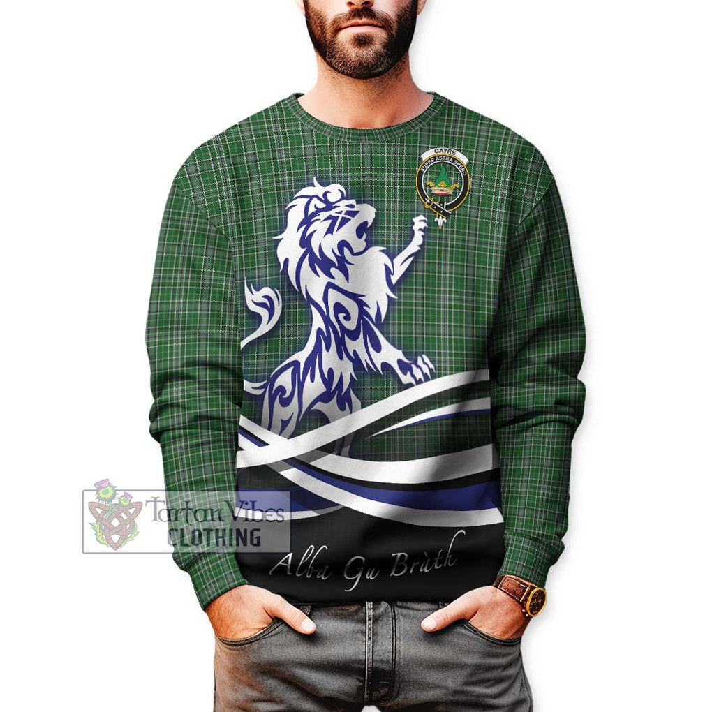 Gayre Dress Tartan Sweatshirt with Alba Gu Brath Regal Lion Emblem Unisex - Tartanvibesclothing Shop