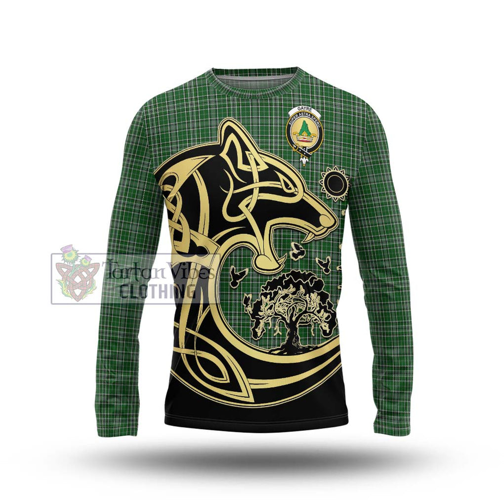 Gayre Dress Tartan Long Sleeve T-Shirt with Family Crest Celtic Wolf Style Unisex - Tartan Vibes Clothing