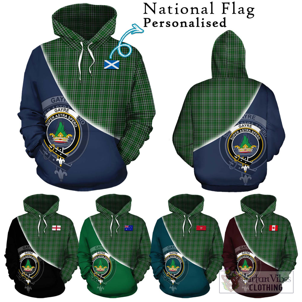 Gayre Dress Tartan Hoodie with Personalised National Flag and Family Crest Half Style Zip Hoodie - Tartanvibesclothing Shop