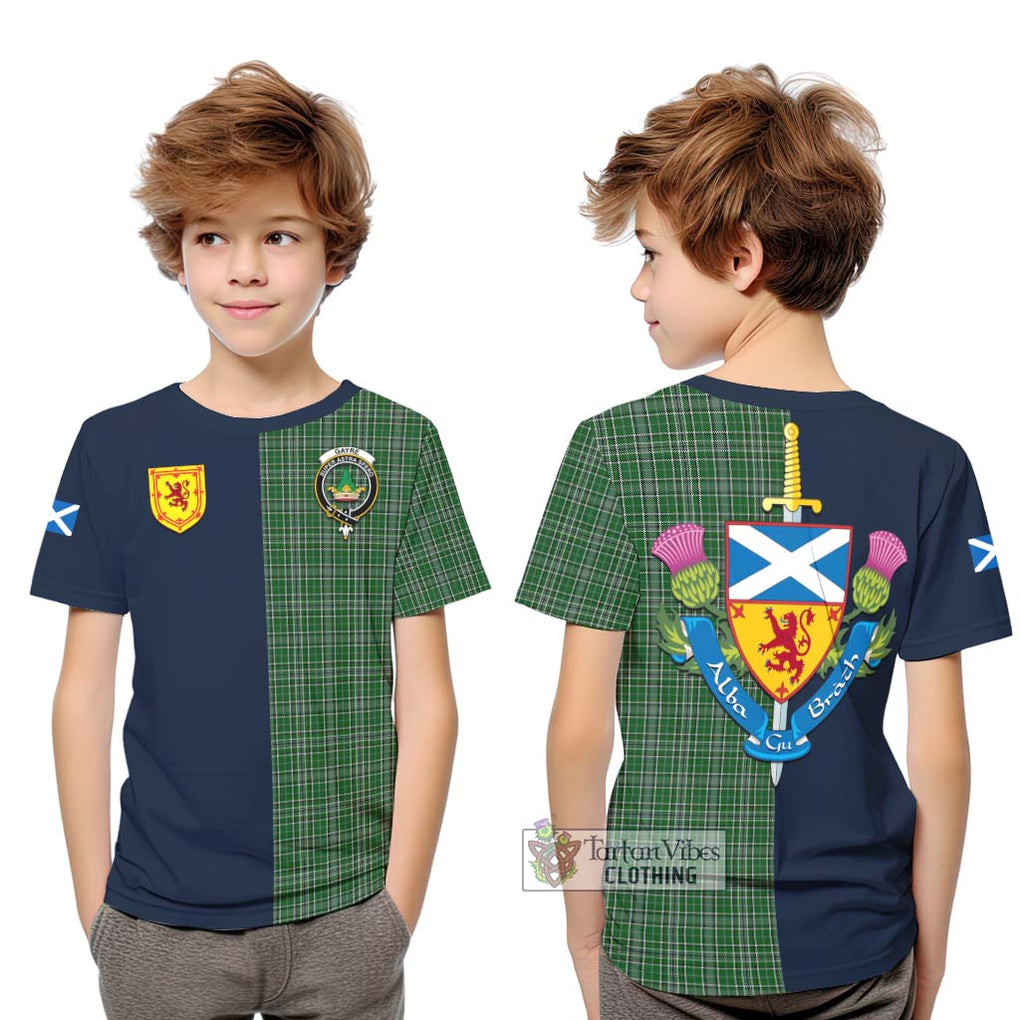 Tartan Vibes Clothing Gayre Dress Tartan Kid T-Shirt with Scottish Lion Royal Arm Half Style