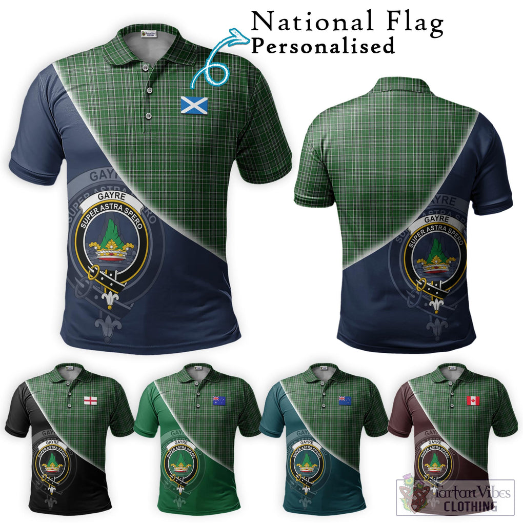 Gayre Dress Tartan Polo Shirt with Personalised National Flag and Family Crest Half Style Maroon - Tartanvibesclothing Shop