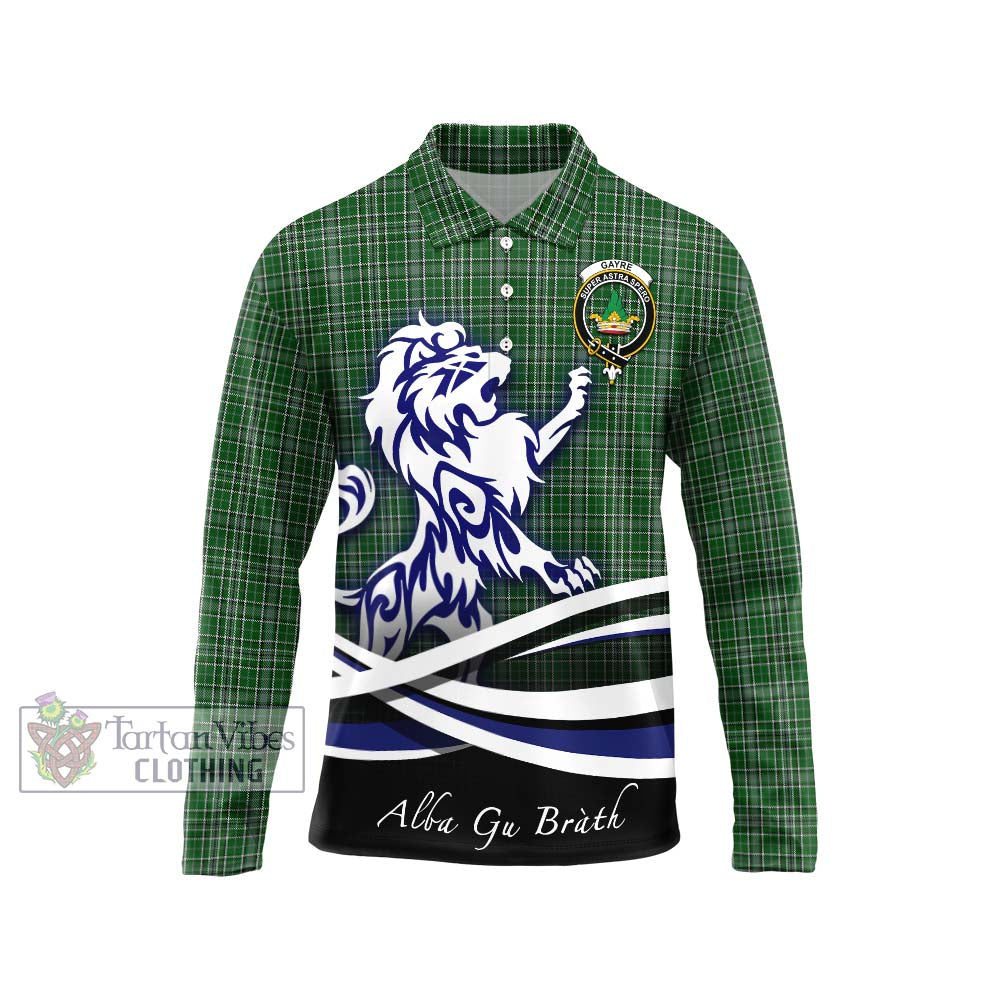 Gayre Dress Tartan Long Sleeve Polo Shirt with Alba Gu Brath Regal Lion Emblem Unisex - Tartanvibesclothing Shop