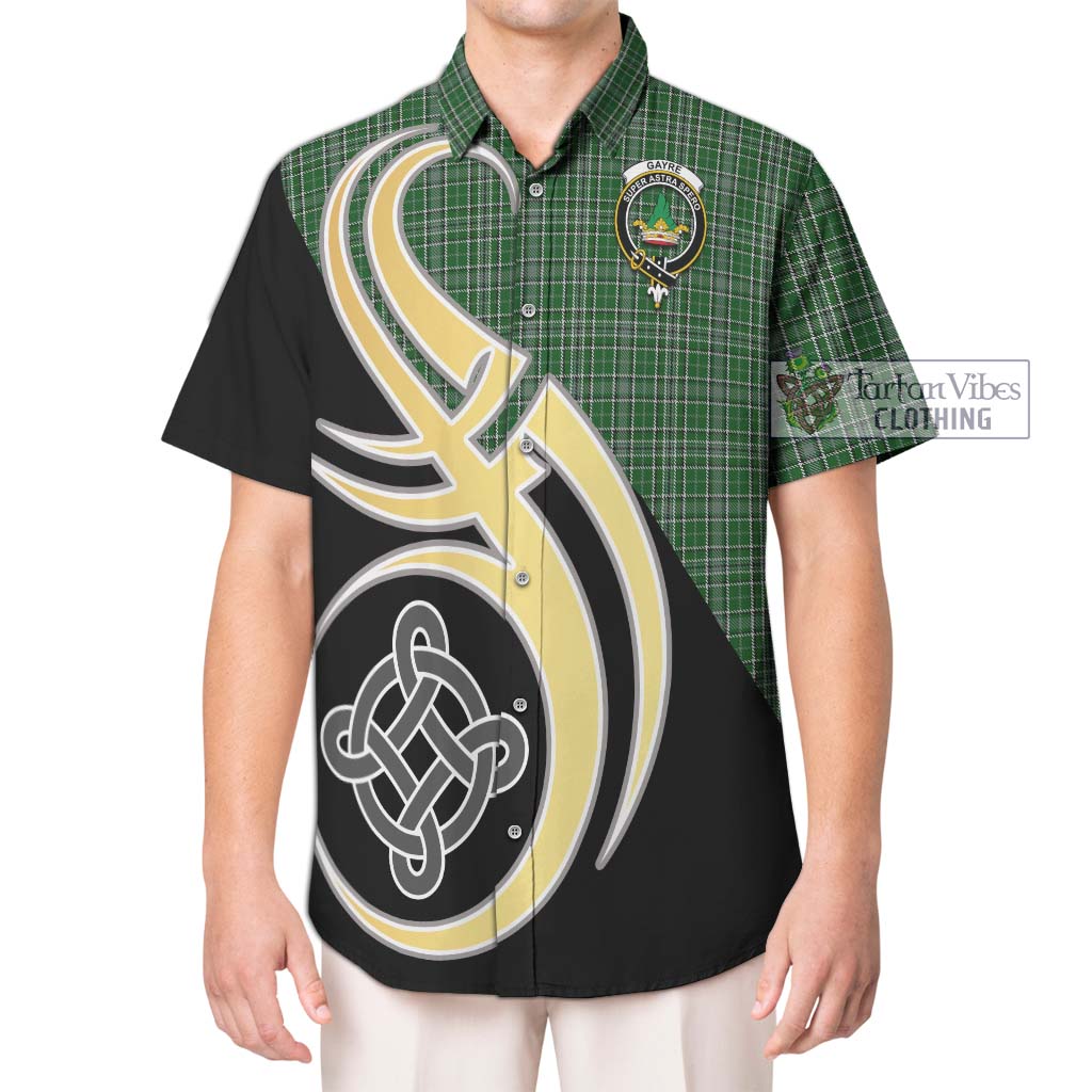 Gayre Dress Tartan Short Sleeve Button Shirt with Family Crest and Celtic Symbol Style Kid - Tartan Vibes Clothing