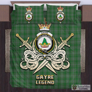 Gayre Dress Tartan Bedding Set with Clan Crest and the Golden Sword of Courageous Legacy