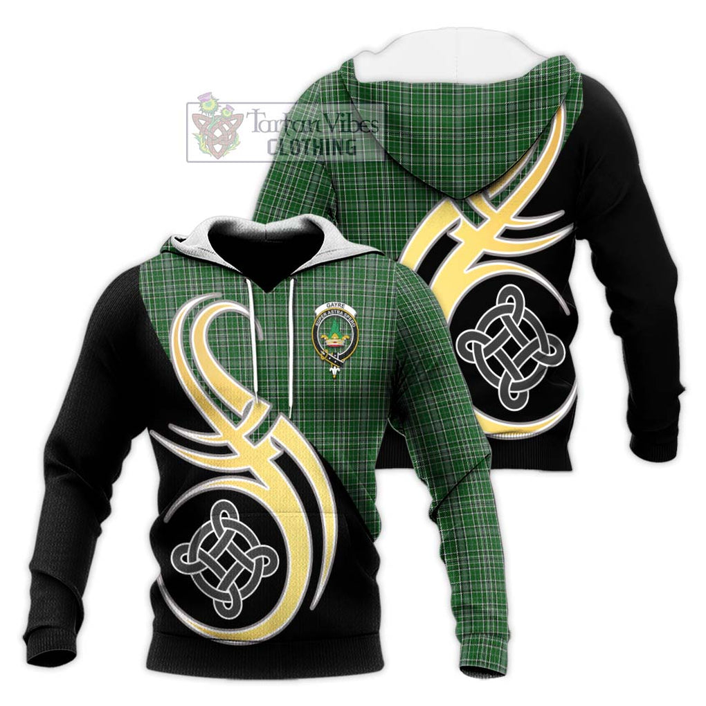 Gayre Dress Tartan Knitted Hoodie with Family Crest and Celtic Symbol Style Unisex Knitted Pullover Hoodie - Tartan Vibes Clothing