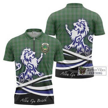 Gayre Dress Tartan Zipper Polo Shirt with Alba Gu Brath Regal Lion Emblem