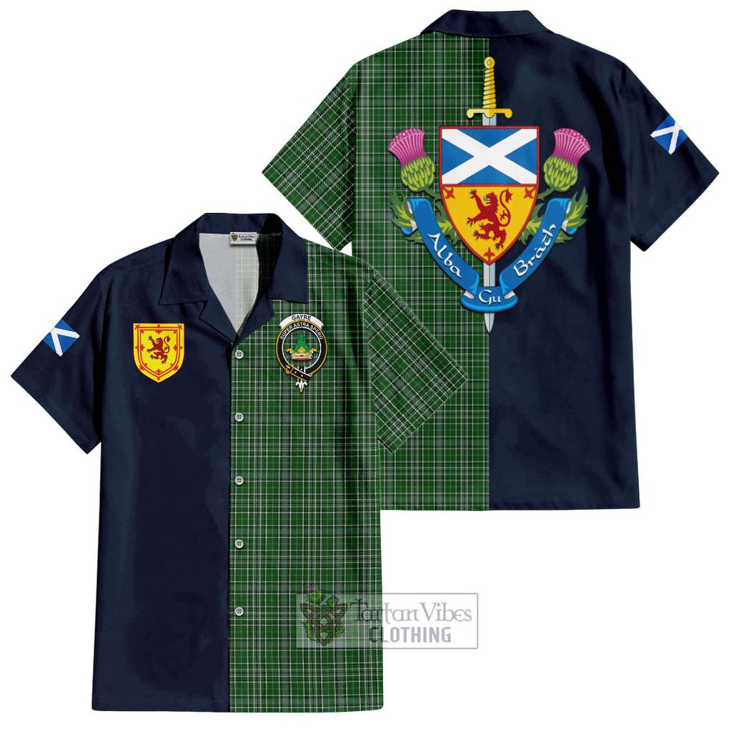 Tartan Vibes Clothing Gayre Dress Tartan Short Sleeve Button Shirt with Scottish Lion Royal Arm Half Style