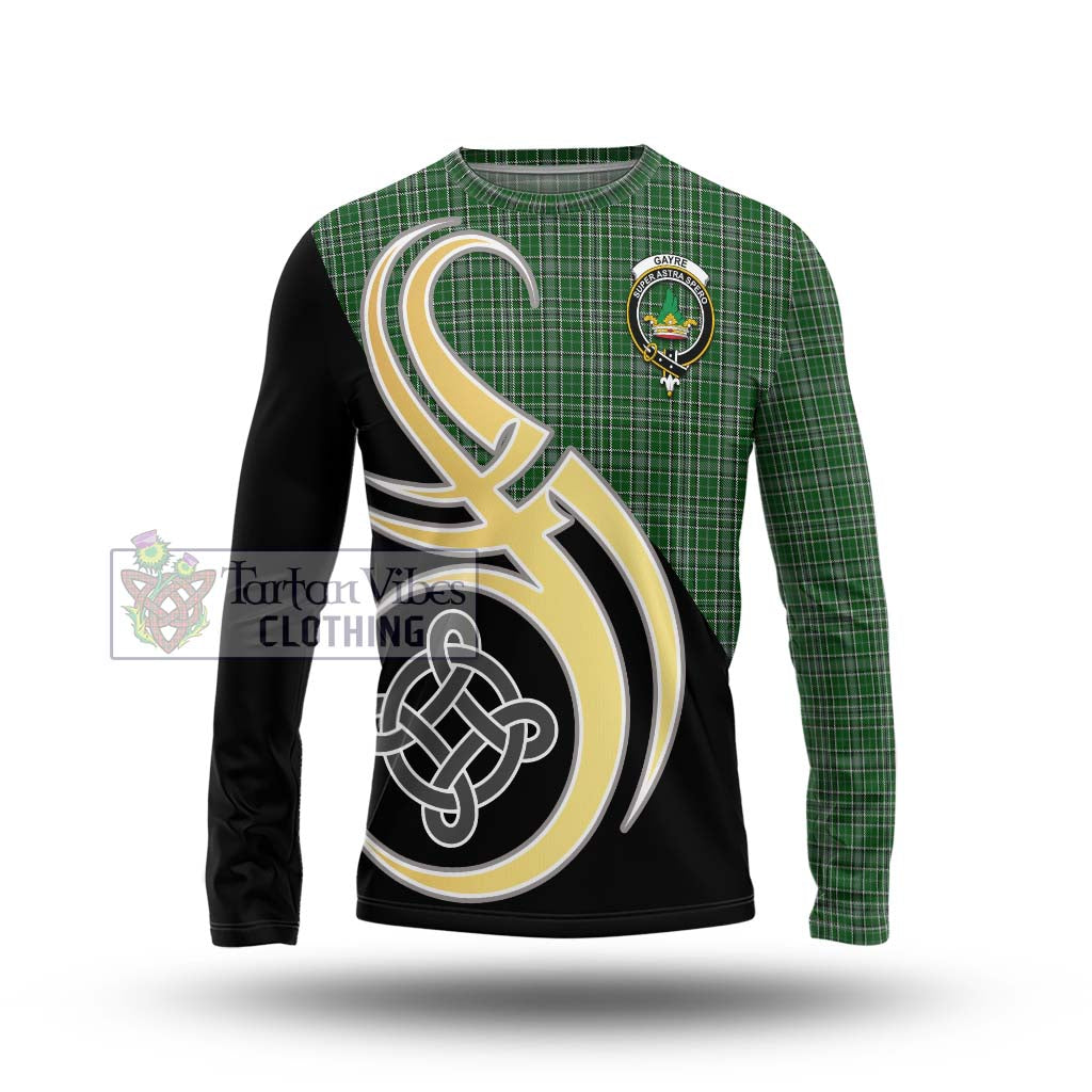 Gayre Dress Tartan Long Sleeve T-Shirt with Family Crest and Celtic Symbol Style Unisex - Tartan Vibes Clothing