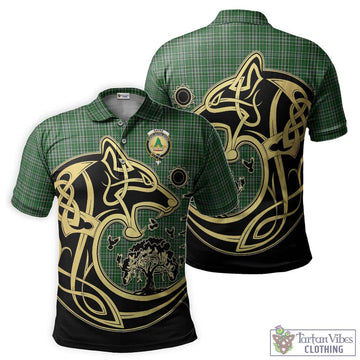 Gayre Dress Tartan Polo Shirt with Family Crest Celtic Wolf Style