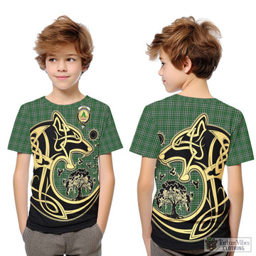 Gayre Dress Tartan Kid T-Shirt with Family Crest Celtic Wolf Style