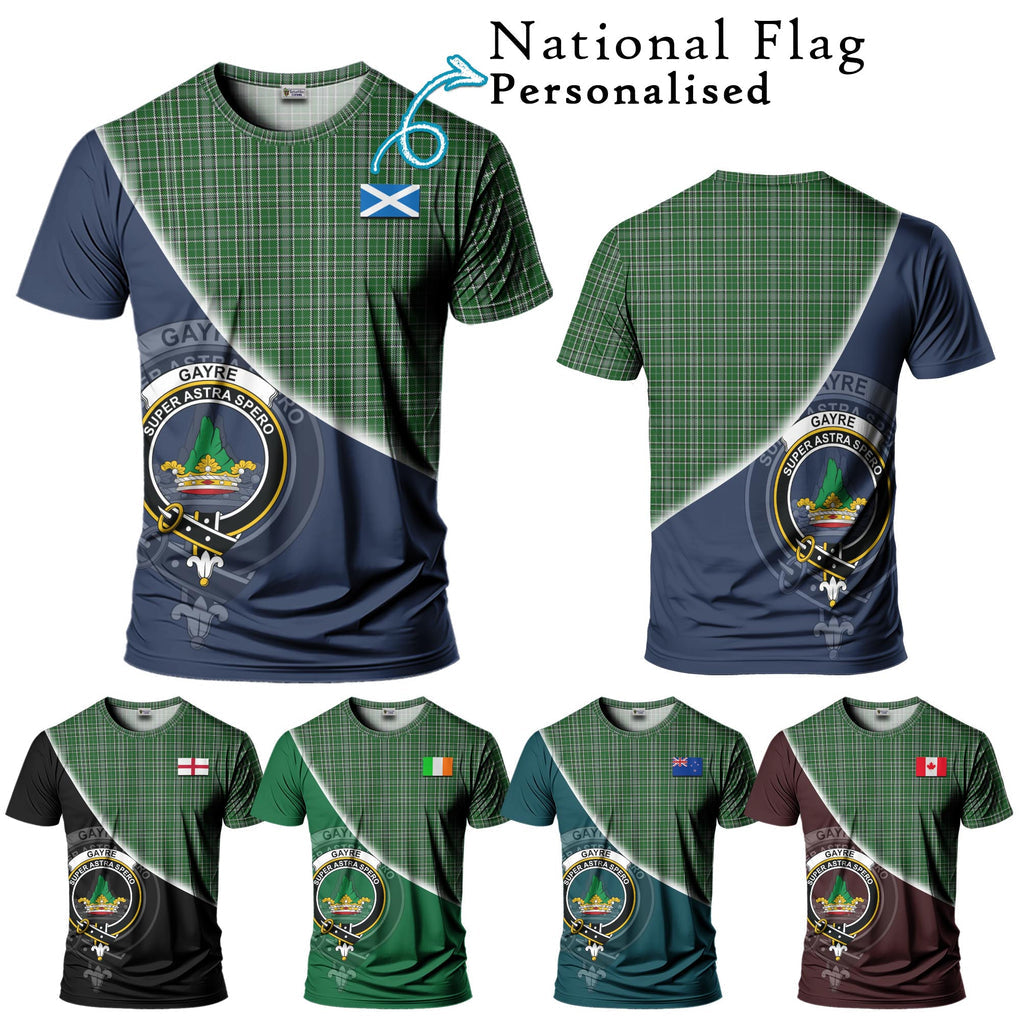 Gayre Dress Tartan T-Shirt with Personalised National Flag and Family Crest Half Style Kid's Shirt - Tartanvibesclothing Shop