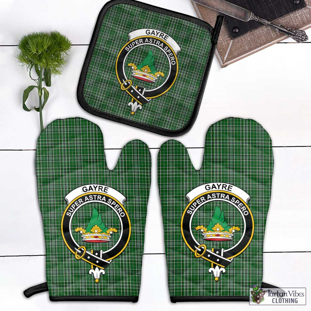 Gayre Dress Tartan Combo Oven Mitt & Pot-Holder with Family Crest Combo 1 Oven Mitt & 1 Pot-Holder Black - Tartan Vibes Clothing