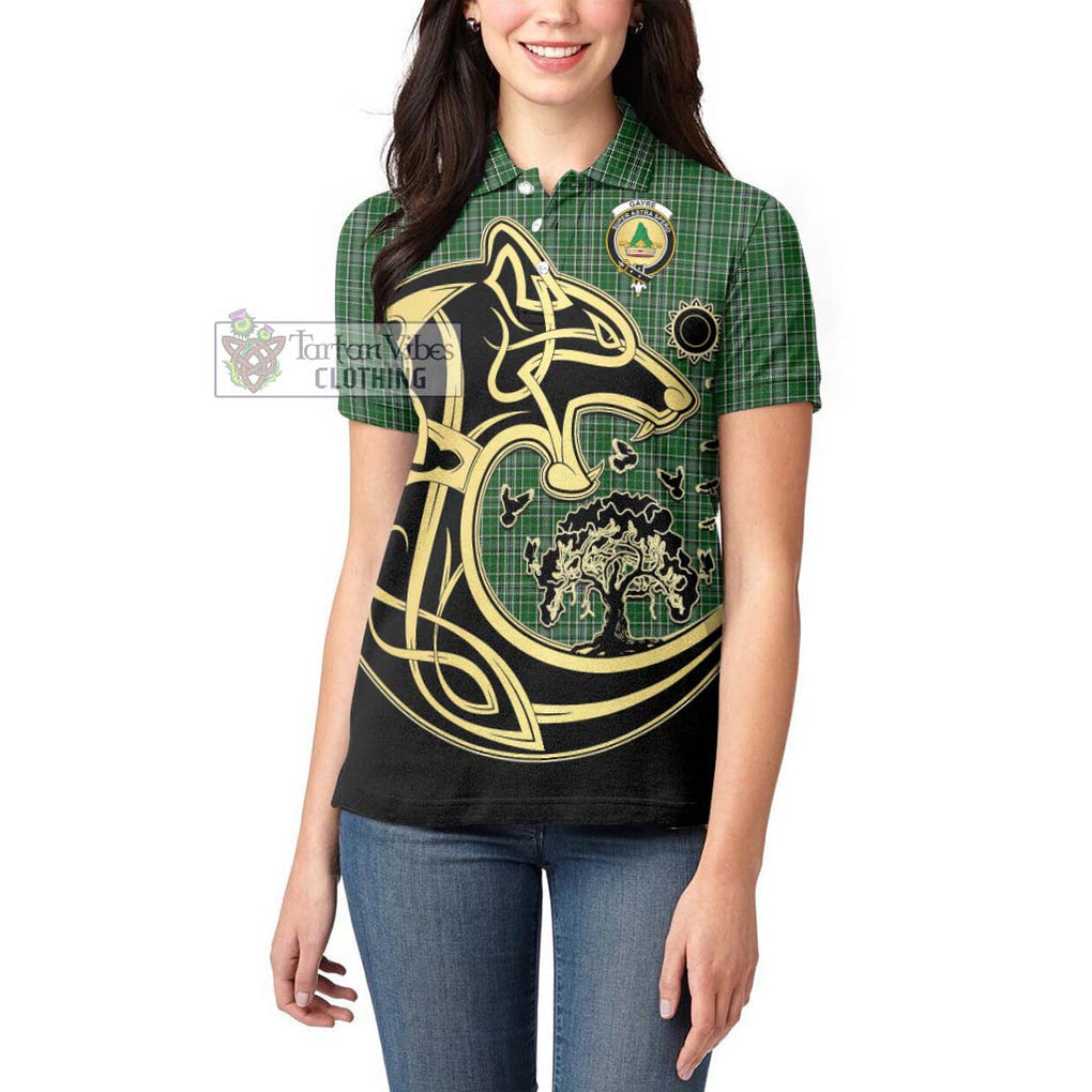 Gayre Dress Tartan Women's Polo Shirt with Family Crest Celtic Wolf Style - Tartanvibesclothing Shop