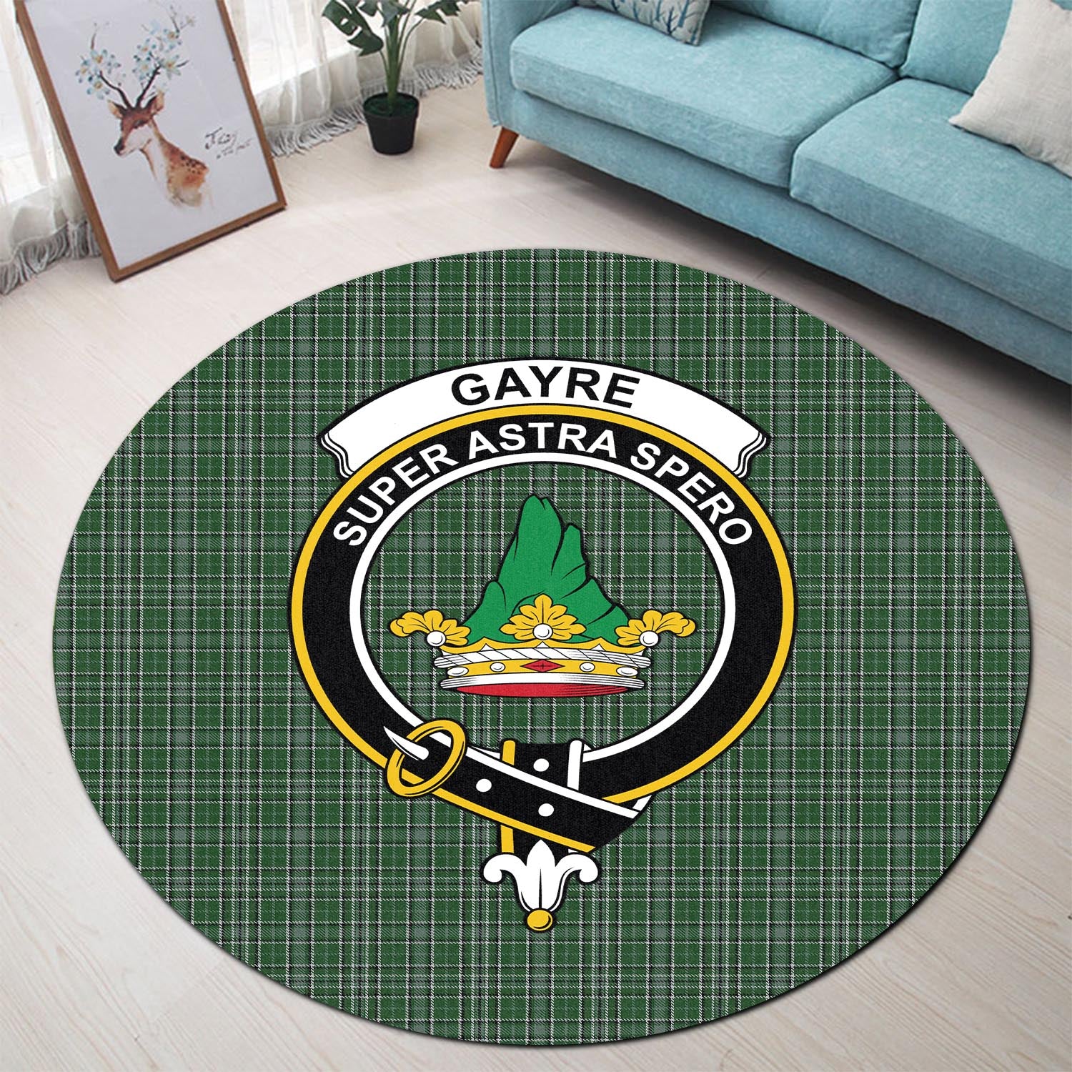 gayre-dress-tartan-round-rug-with-family-crest