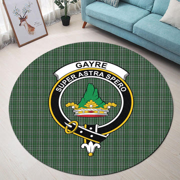 Gayre Dress Tartan Round Rug with Family Crest