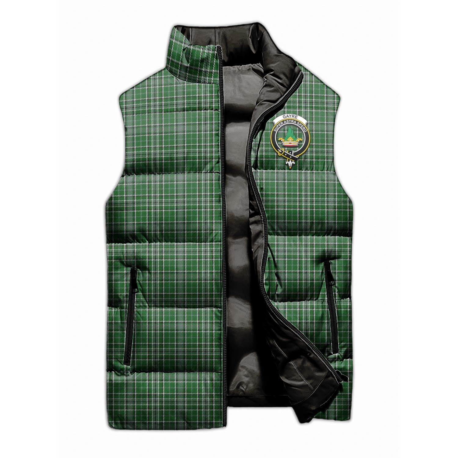 Gayre Dress Tartan Sleeveless Puffer Jacket with Family Crest - Tartanvibesclothing