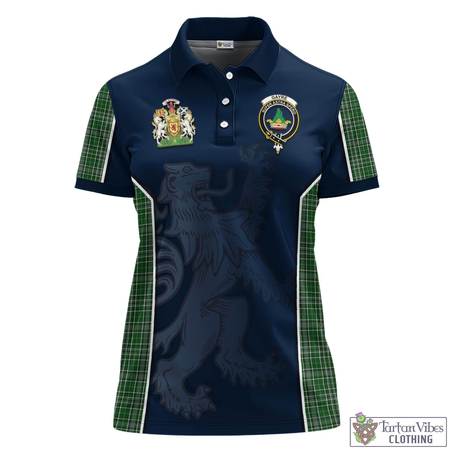 Gayre Dress Tartan Women's Polo Shirt with Family Crest and Lion Rampant Vibes Sport Style - Tartan Vibes Clothing