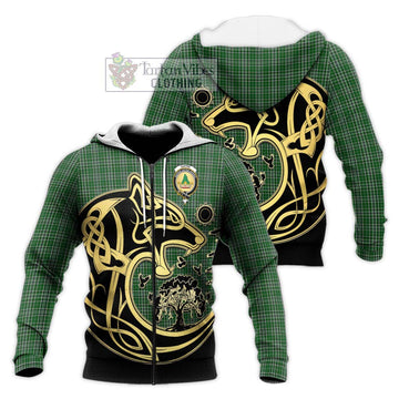 Gayre Dress Tartan Knitted Hoodie with Family Crest Celtic Wolf Style