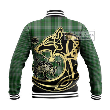 Gayre Dress Tartan Baseball Jacket with Family Crest Celtic Wolf Style