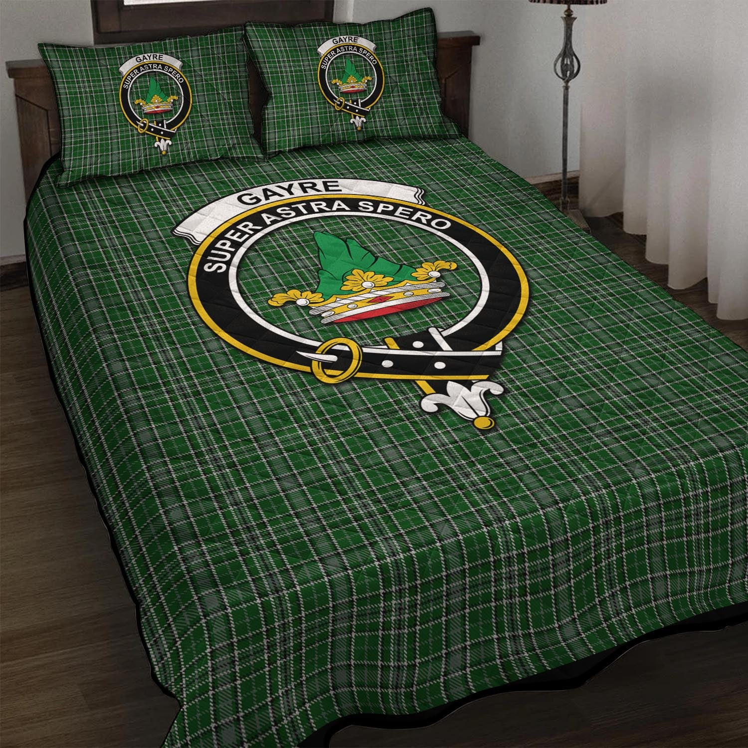 Gayre Dress Tartan Quilt Bed Set with Family Crest - Tartan Vibes Clothing