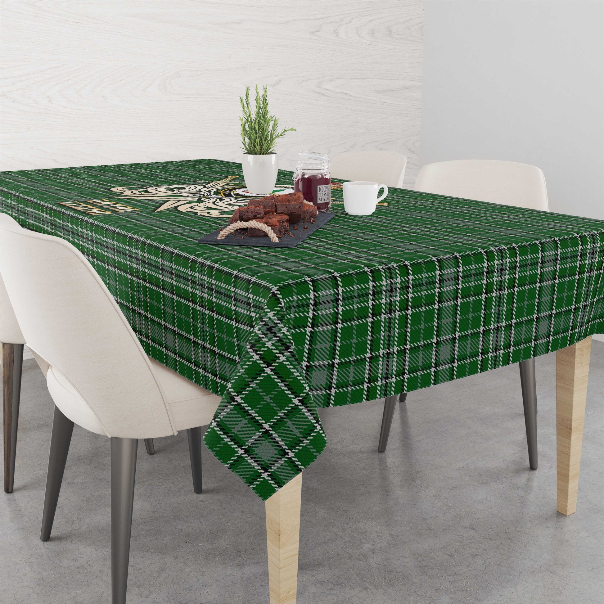 Tartan Vibes Clothing Gayre Dress Tartan Tablecloth with Clan Crest and the Golden Sword of Courageous Legacy