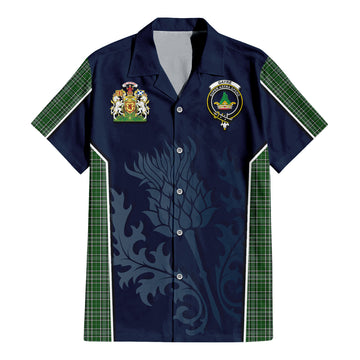 Gayre Dress Tartan Short Sleeve Button Up Shirt with Family Crest and Scottish Thistle Vibes Sport Style