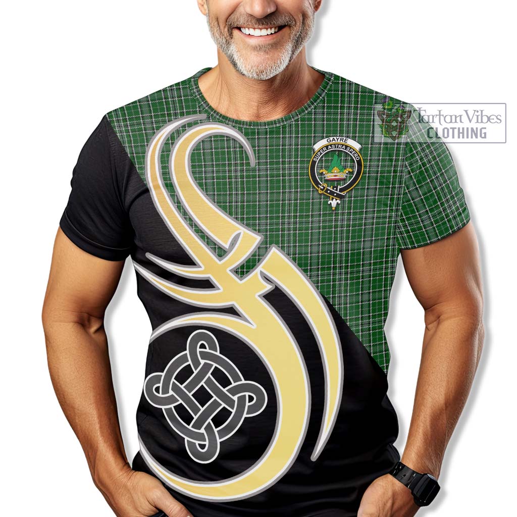 Tartan Vibes Clothing Gayre Dress Tartan T-Shirt with Family Crest and Celtic Symbol Style