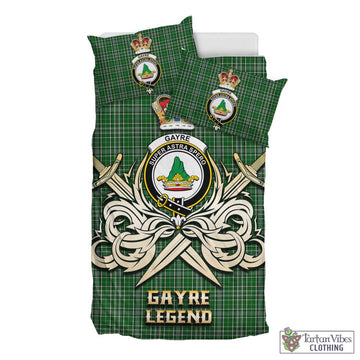 Gayre Dress Tartan Bedding Set with Clan Crest and the Golden Sword of Courageous Legacy