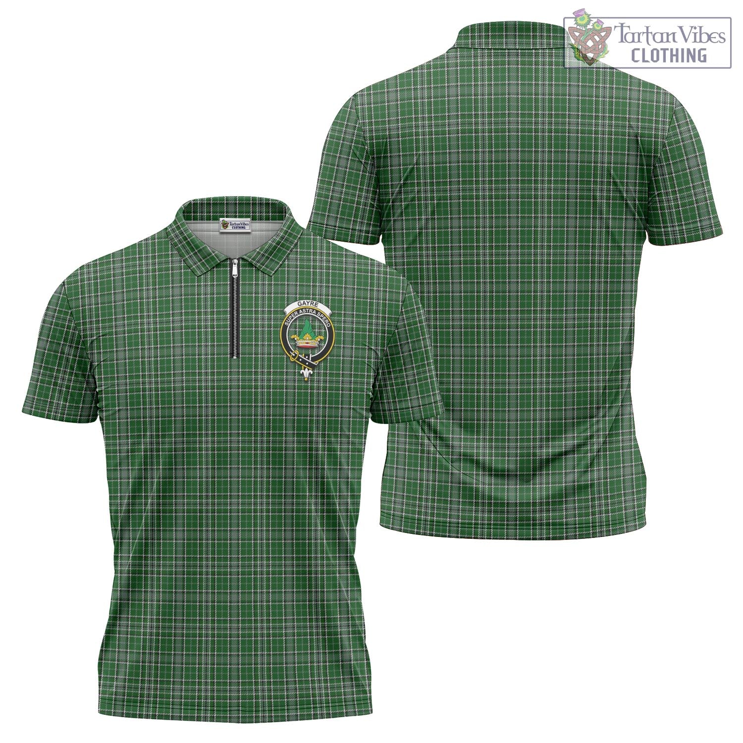 Tartan Vibes Clothing Gayre Dress Tartan Zipper Polo Shirt with Family Crest