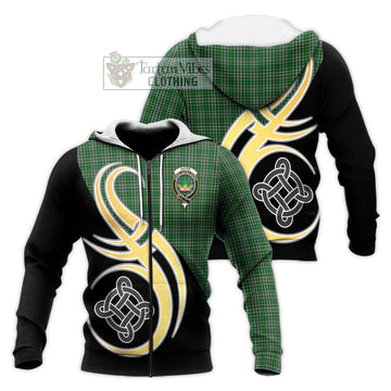 Gayre Dress Tartan Knitted Hoodie with Family Crest and Celtic Symbol Style