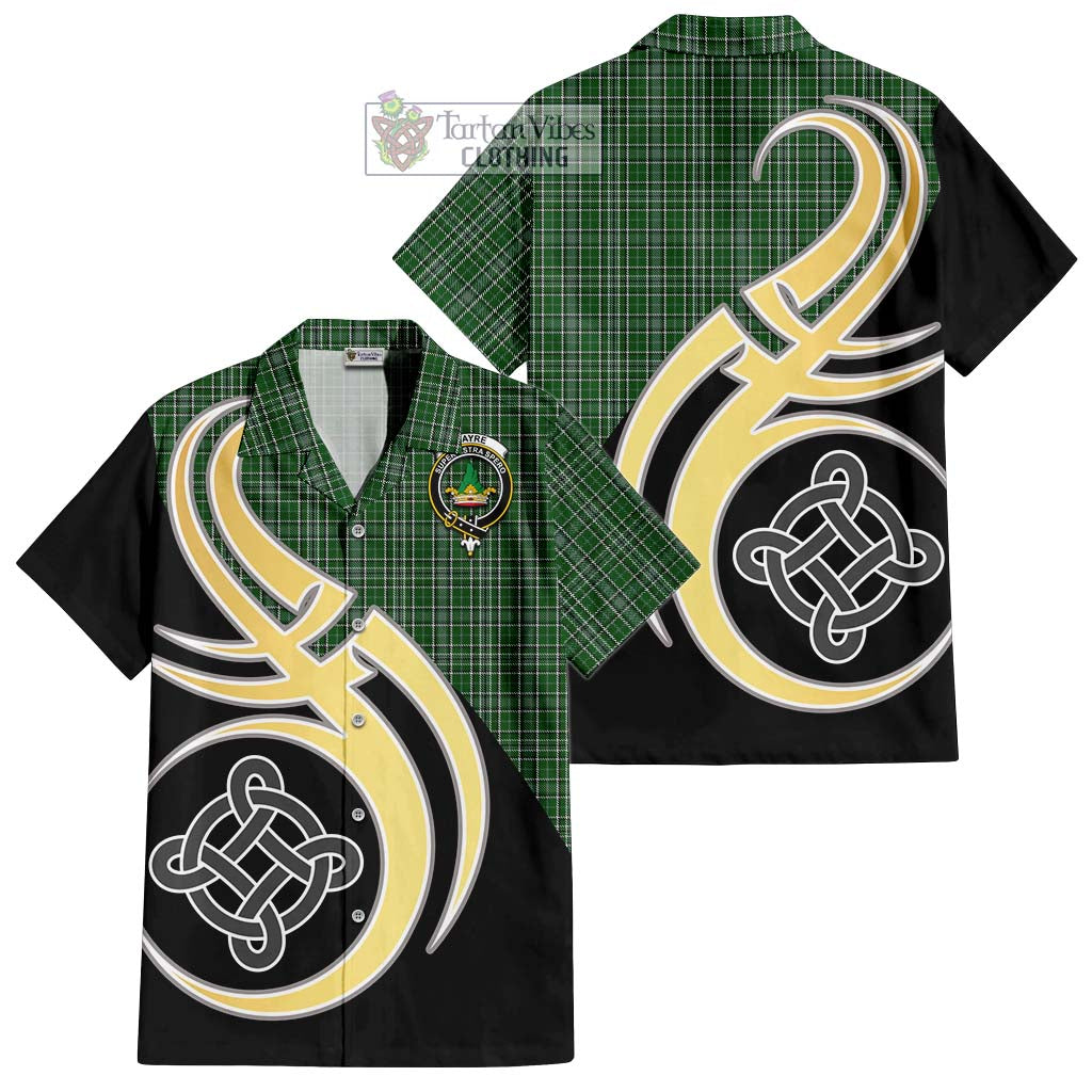 Gayre Dress Tartan Short Sleeve Button Shirt with Family Crest and Celtic Symbol Style - Tartan Vibes Clothing