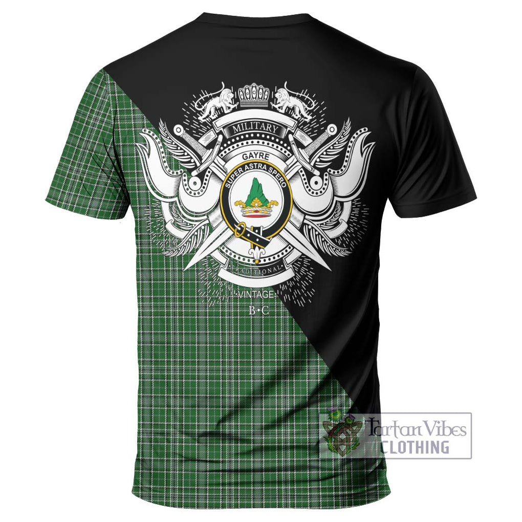 Gayre Dress Tartan T-Shirt with Family Crest and Military Logo Style - Tartanvibesclothing Shop