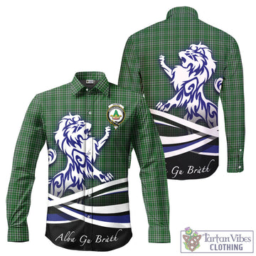 Gayre Dress Tartan Long Sleeve Button Up Shirt with Alba Gu Brath Regal Lion Emblem