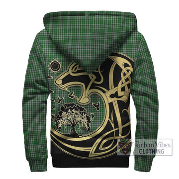 Gayre Dress Tartan Sherpa Hoodie with Family Crest Celtic Wolf Style