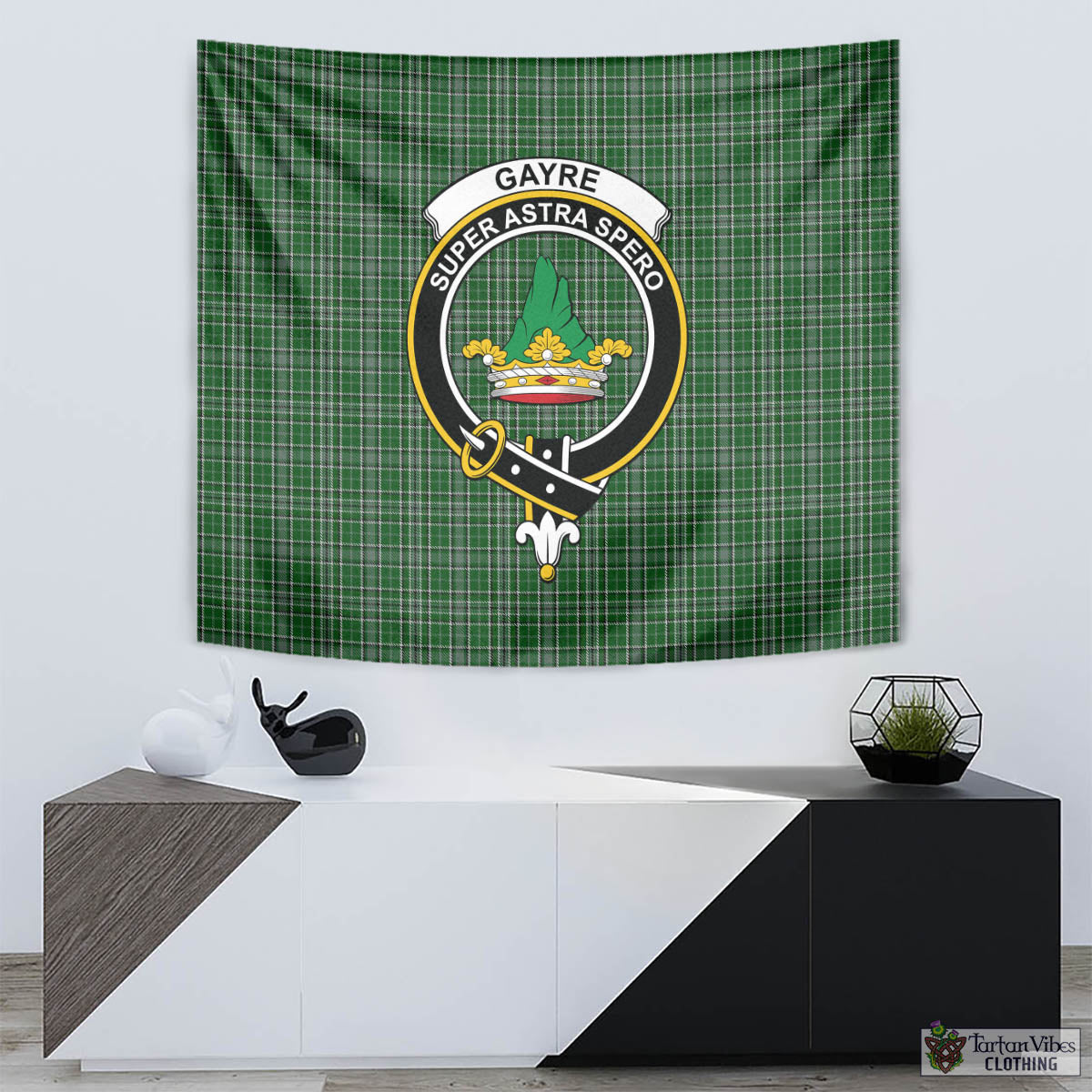 Tartan Vibes Clothing Gayre Dress Tartan Tapestry Wall Hanging and Home Decor for Room with Family Crest