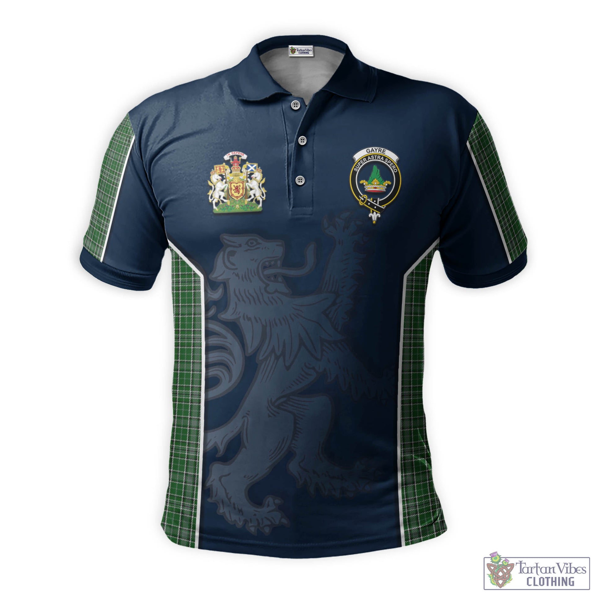 Tartan Vibes Clothing Gayre Dress Tartan Men's Polo Shirt with Family Crest and Lion Rampant Vibes Sport Style