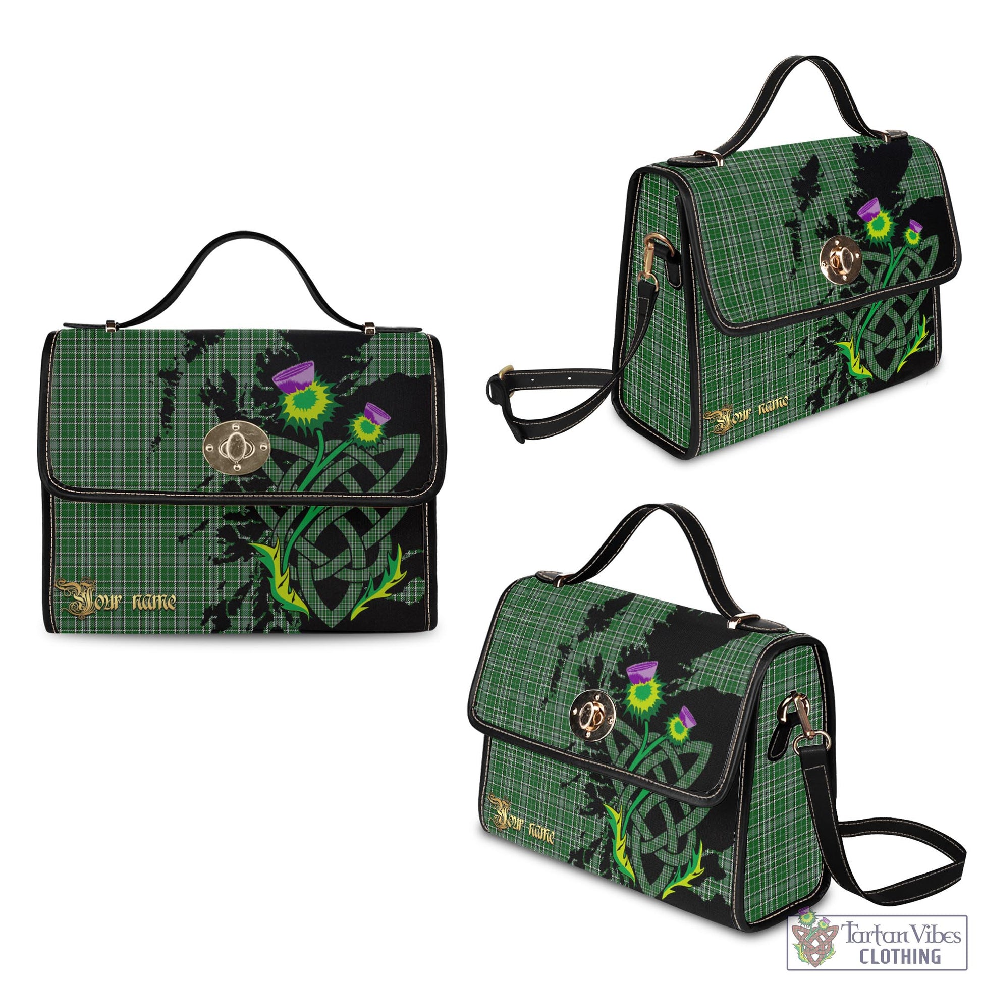 Tartan Vibes Clothing Gayre Dress Tartan Waterproof Canvas Bag with Scotland Map and Thistle Celtic Accents