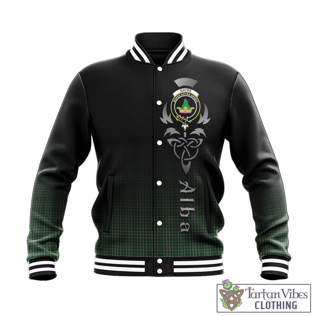 Tartan Vibes Clothing Gayre Dress Tartan Baseball Jacket Featuring Alba Gu Brath Family Crest Celtic Inspired