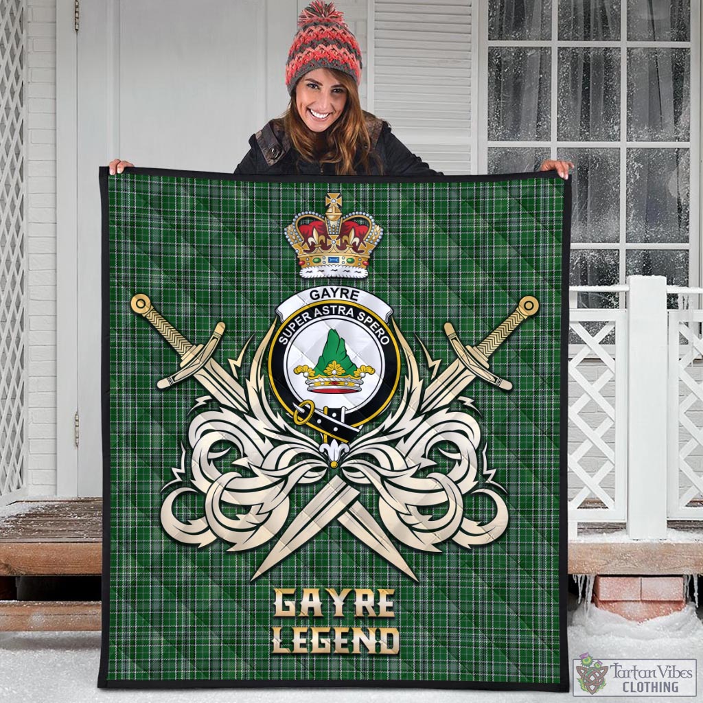 Tartan Vibes Clothing Gayre Dress Tartan Quilt with Clan Crest and the Golden Sword of Courageous Legacy