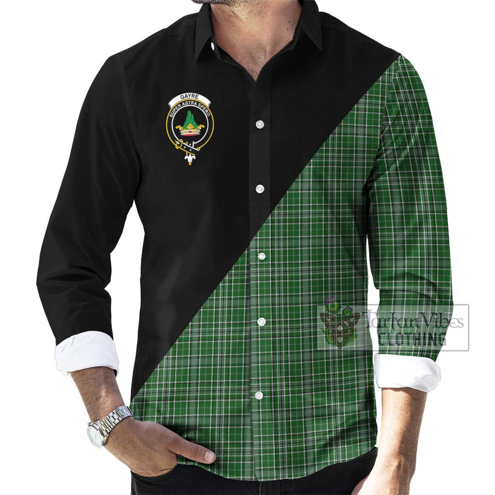 Gayre Dress Tartan Long Sleeve Button Shirt with Family Crest and Military Logo Style - Tartanvibesclothing Shop