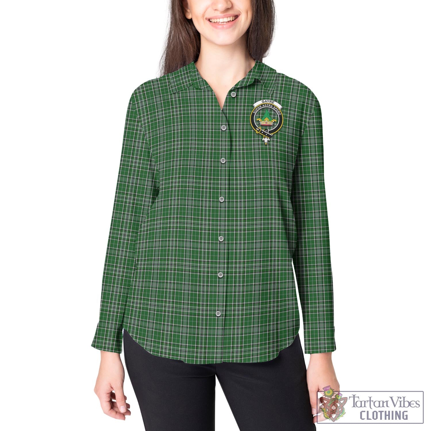 Tartan Vibes Clothing Gayre Dress Tartan Womens Casual Shirt with Family Crest