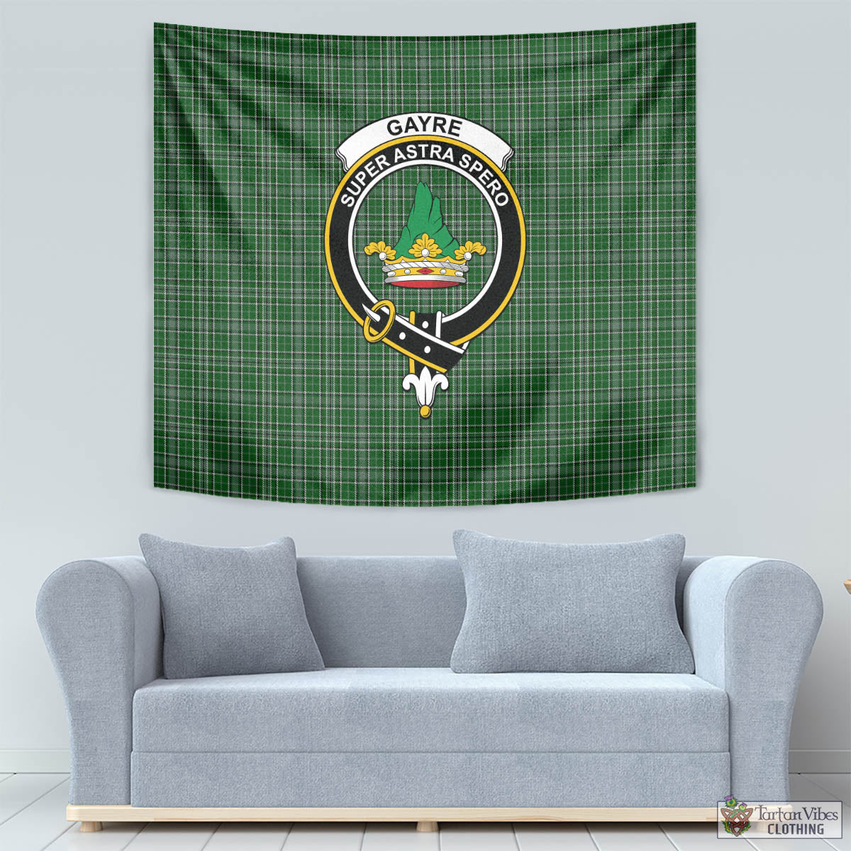 Tartan Vibes Clothing Gayre Dress Tartan Tapestry Wall Hanging and Home Decor for Room with Family Crest