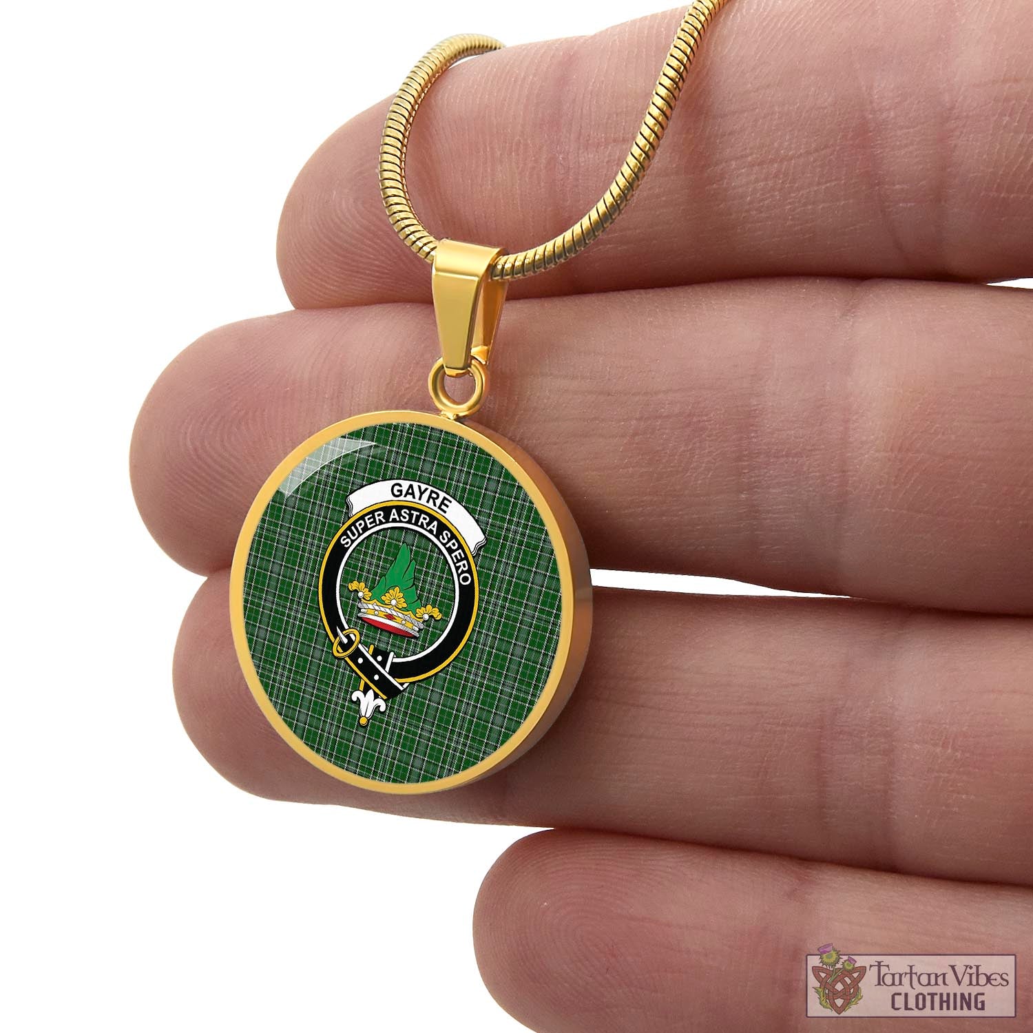 Tartan Vibes Clothing Gayre Dress Tartan Circle Necklace with Family Crest