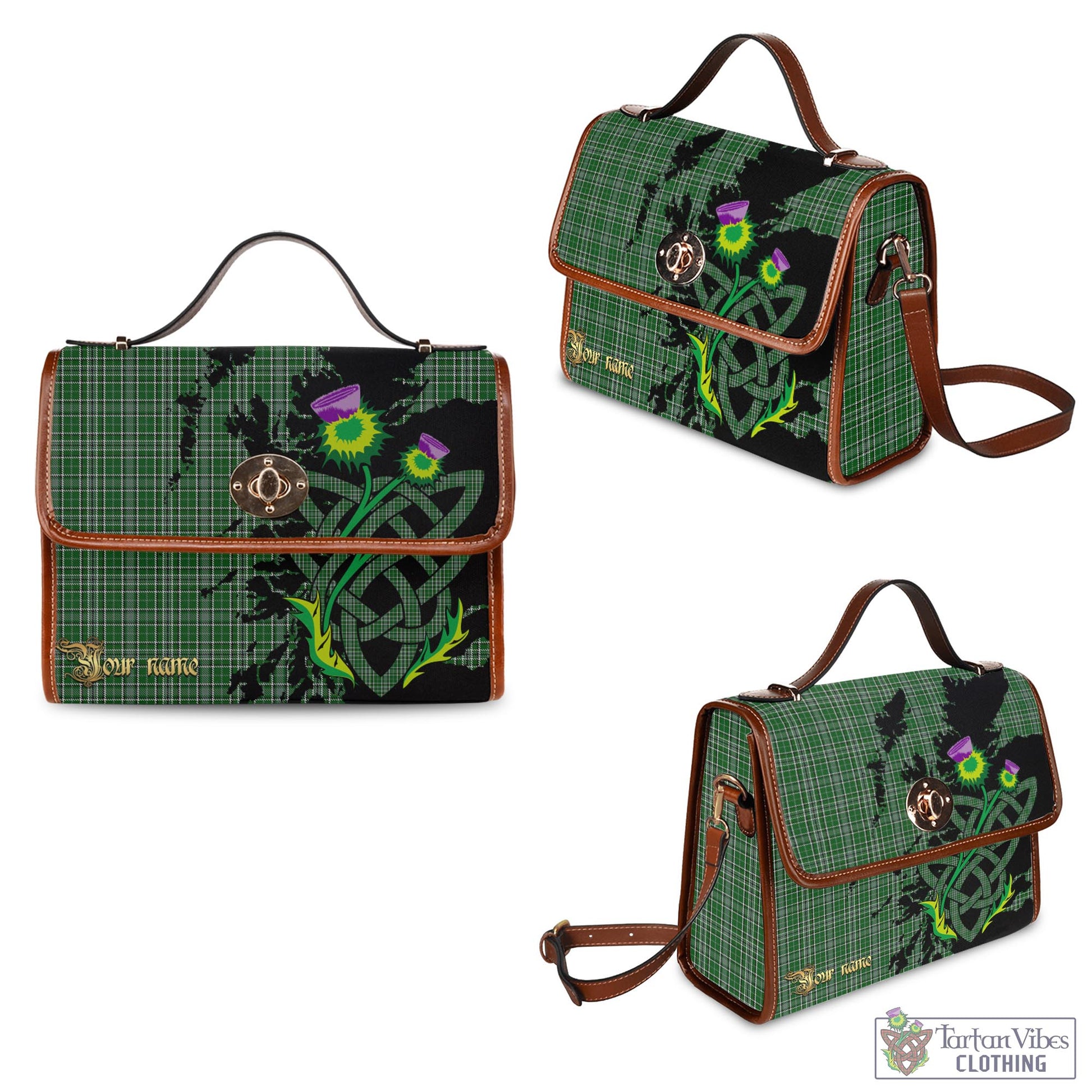 Tartan Vibes Clothing Gayre Dress Tartan Waterproof Canvas Bag with Scotland Map and Thistle Celtic Accents