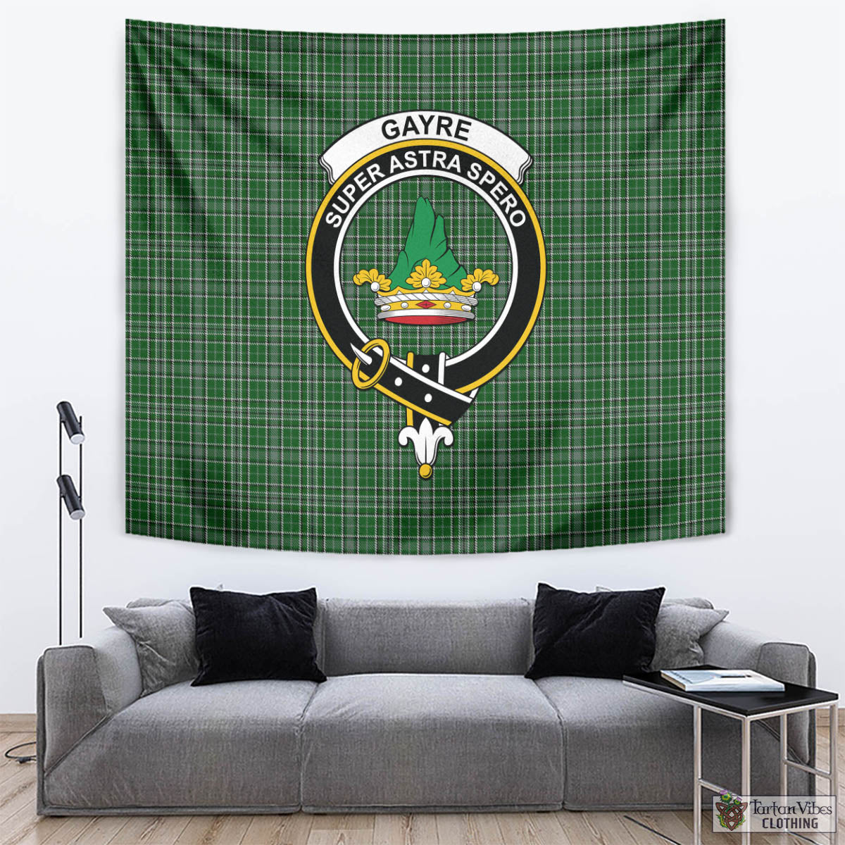 Tartan Vibes Clothing Gayre Dress Tartan Tapestry Wall Hanging and Home Decor for Room with Family Crest