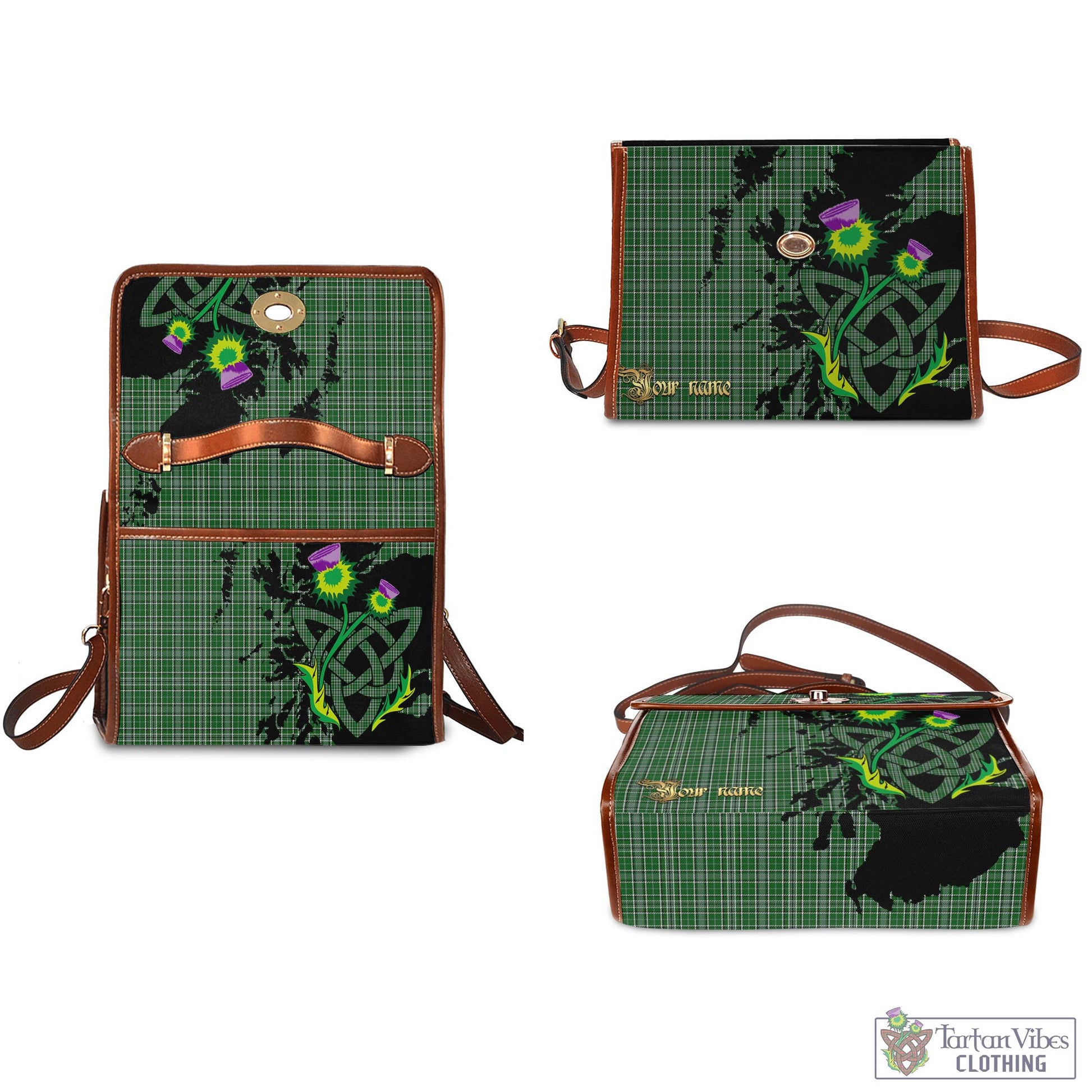 Tartan Vibes Clothing Gayre Dress Tartan Waterproof Canvas Bag with Scotland Map and Thistle Celtic Accents