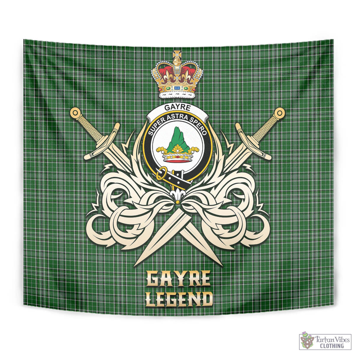 Tartan Vibes Clothing Gayre Dress Tartan Tapestry with Clan Crest and the Golden Sword of Courageous Legacy