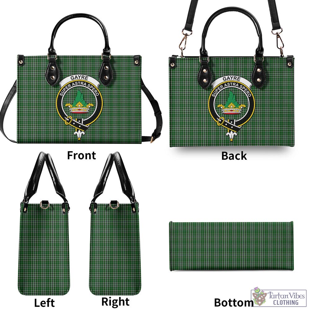 Tartan Vibes Clothing Gayre Dress Tartan Luxury Leather Handbags with Family Crest