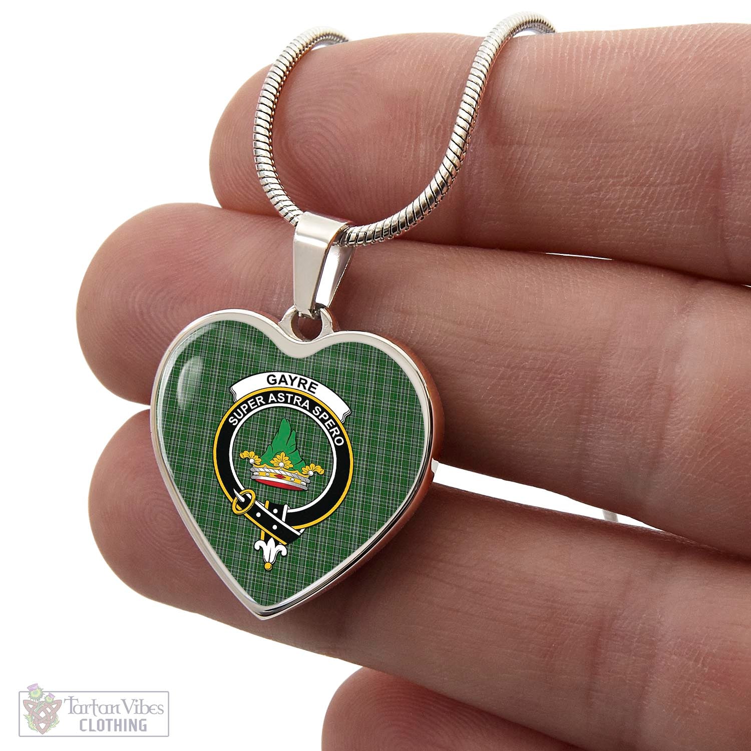 Tartan Vibes Clothing Gayre Dress Tartan Heart Necklace with Family Crest