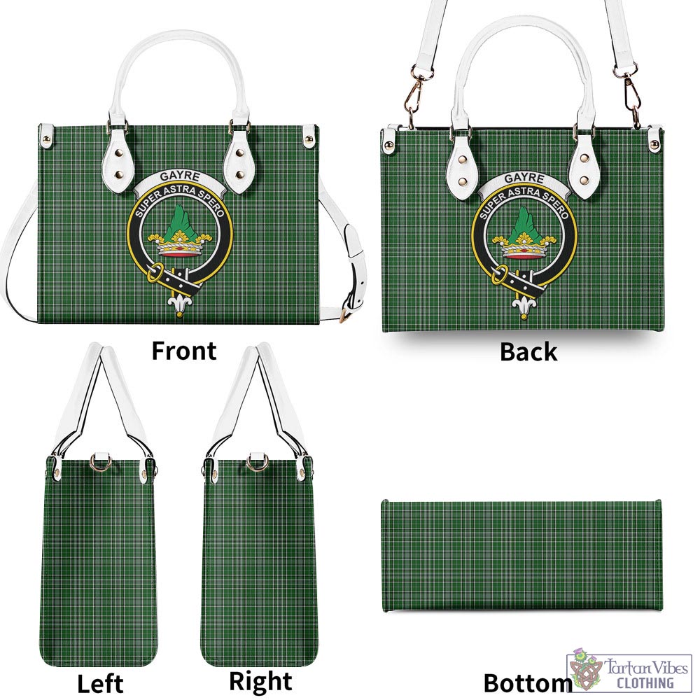 Tartan Vibes Clothing Gayre Dress Tartan Luxury Leather Handbags with Family Crest